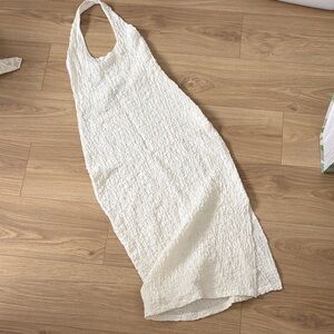 Zara Cream Textured Halter Dress